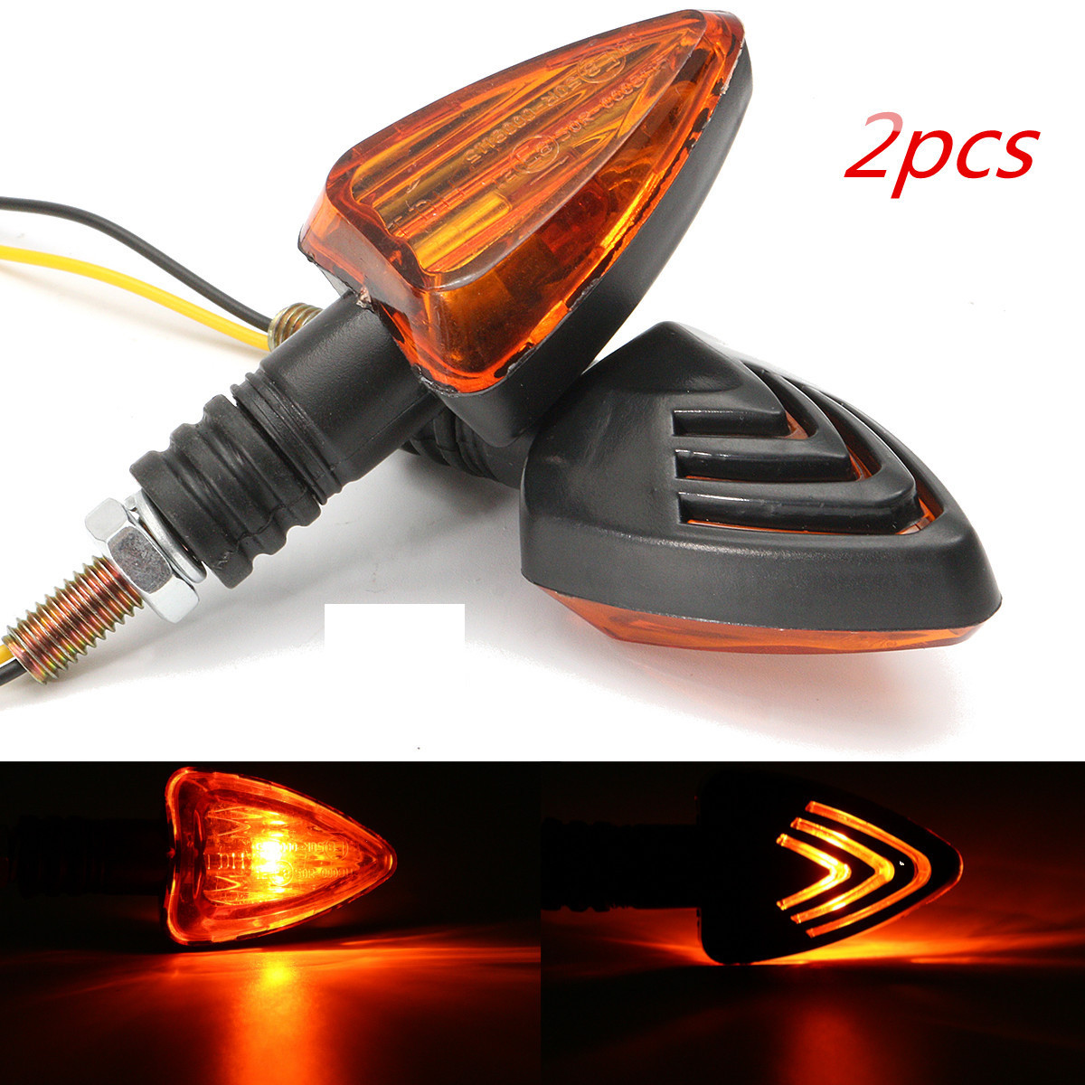 2x Amber Light Motorcycle Turn Signal Indicator Light Bulb V2
